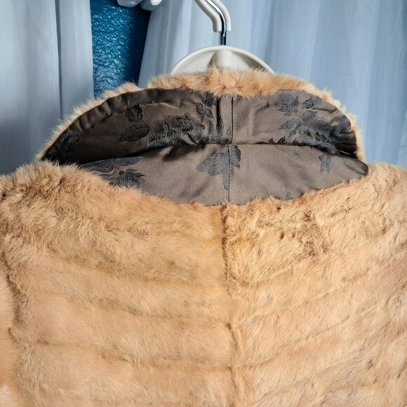 Vintage Stripling's Real Fur Shawl Stole Wrap Carmel Tan Brown Monogrammed - Picture 15 of 17